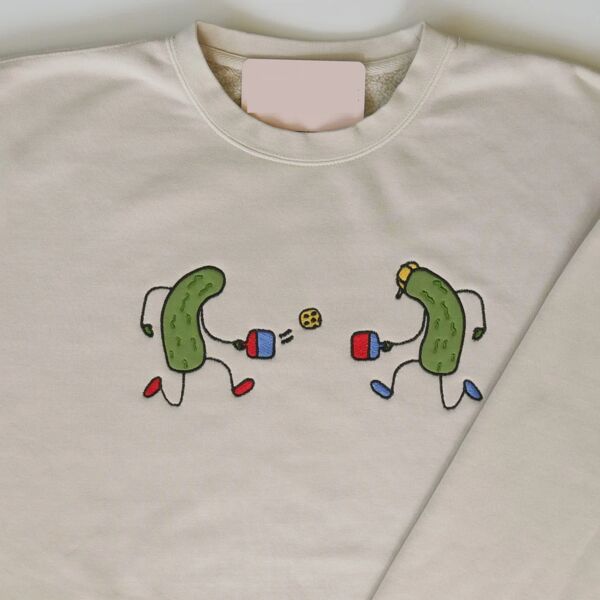 Pickles Playing Pickleball Embroidered Crewneck Thumbnail